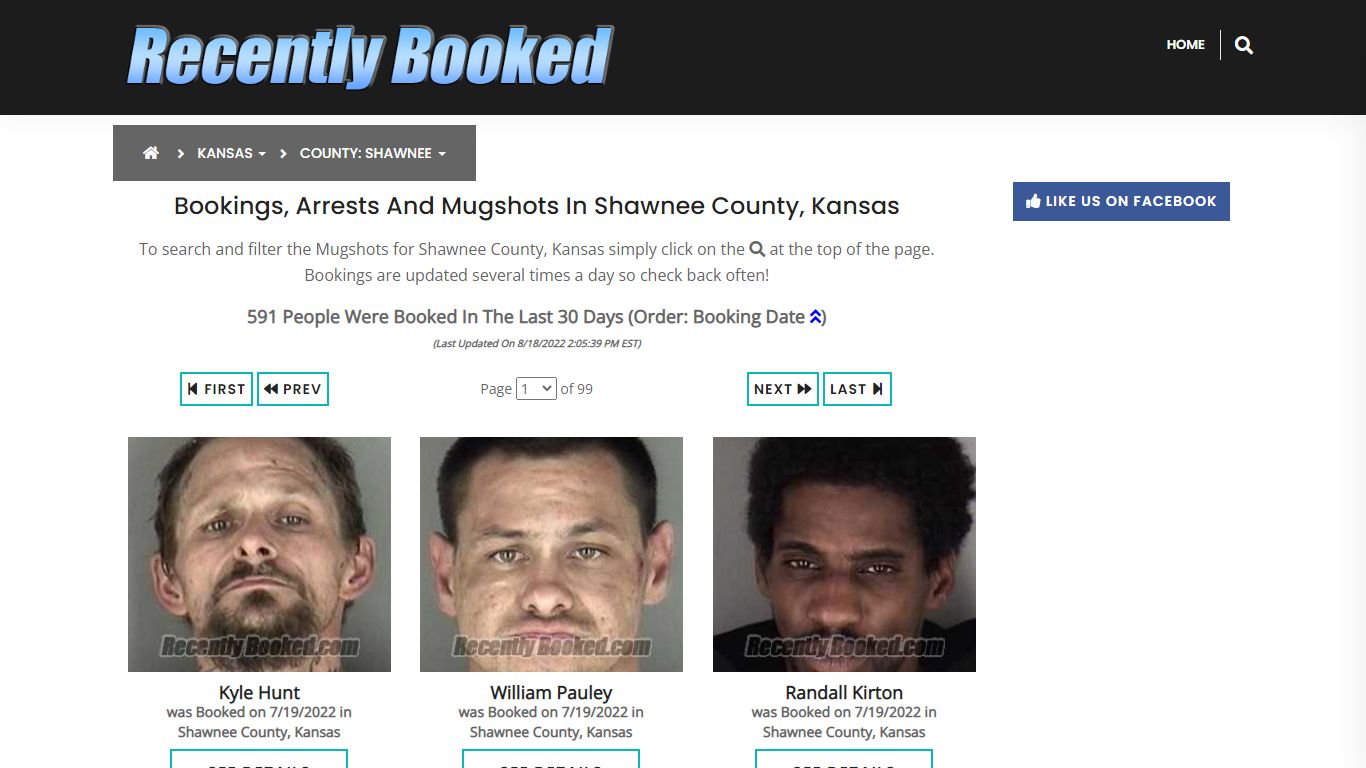 Bookings, Arrests and Mugshots in Shawnee County, Kansas