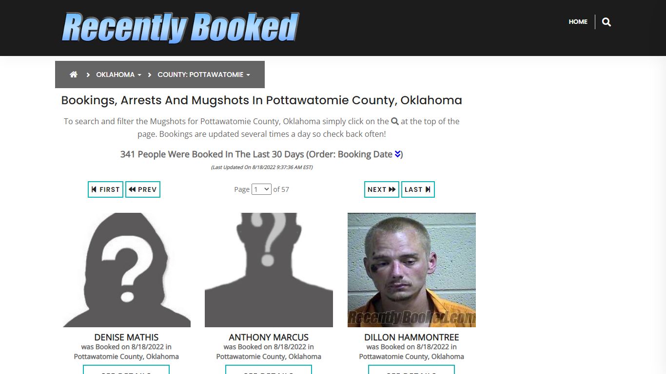 Bookings, Arrests and Mugshots in Pottawatomie County, Oklahoma